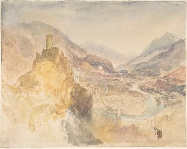 Chatel Argent and the Val d’Aosta from above Villeneuve av Joseph Mallord William Turner