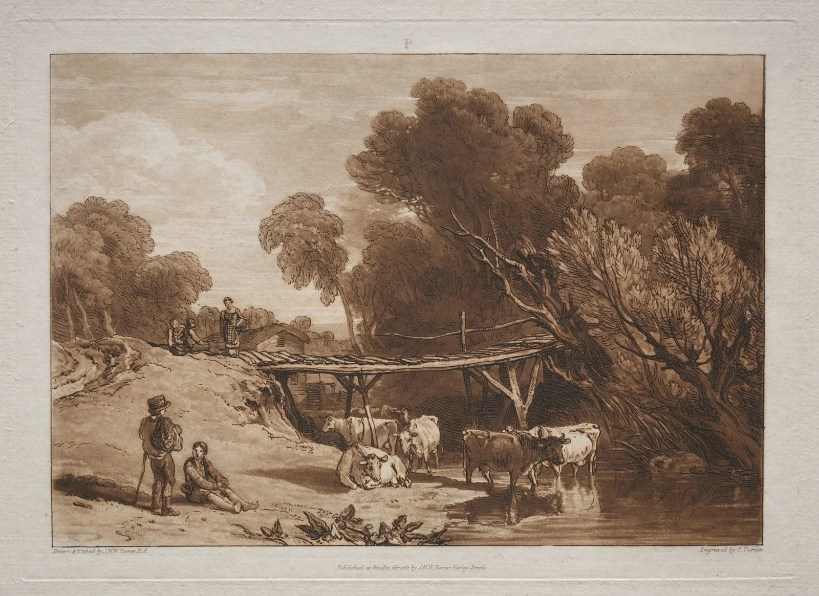 The Bridge and Cows (19th century) av Joseph Mallord William Turner