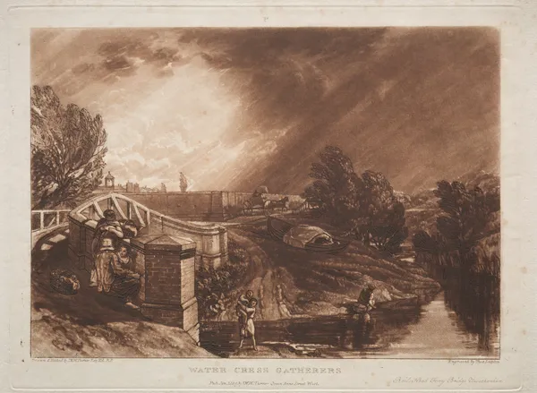 Watercress Gatherers, Rails Head, Ferry Bridge, Twickenham av Joseph Mallord William Turner