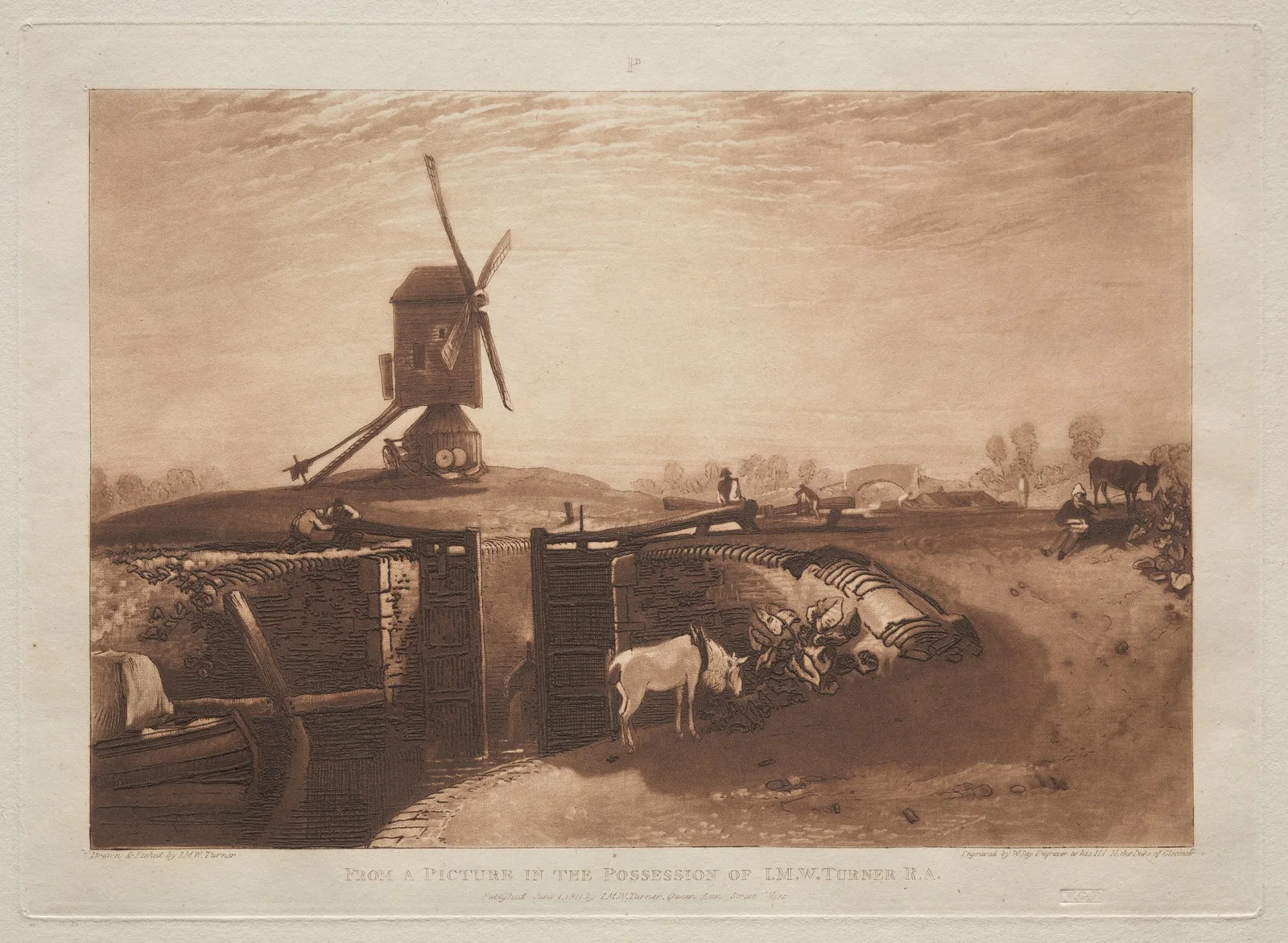 Windmill and Lock (19th century) av Joseph Mallord William Turner
