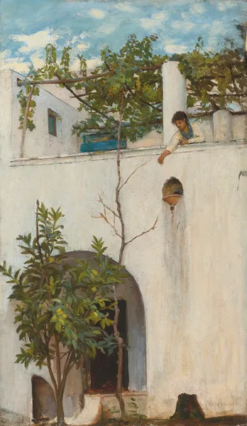 Lady On A Balcony, Capri av John William Waterhouse