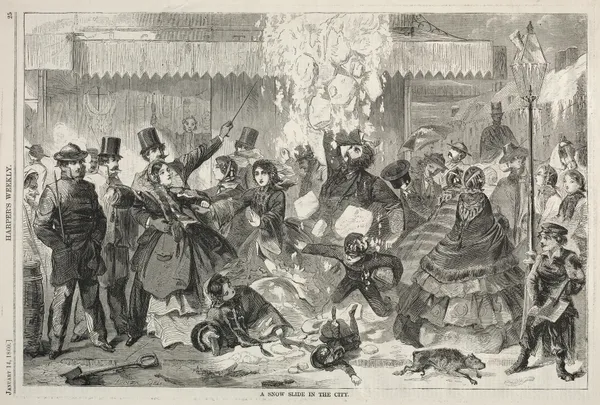 A Snow Slide in the City av Winslow Homer