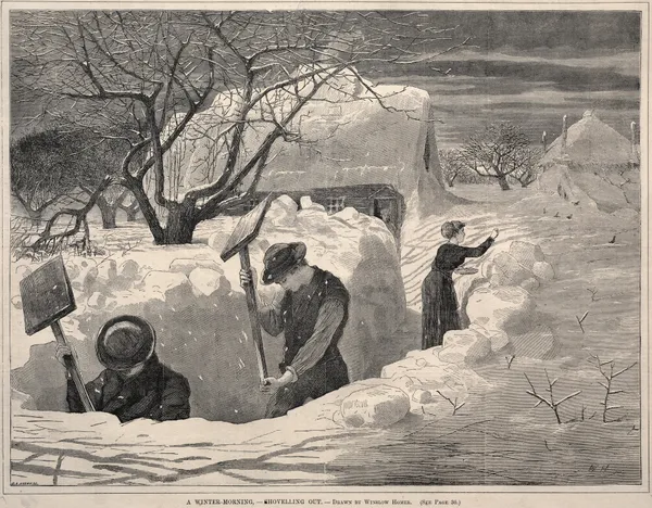 A Winter Morning, – Shovelling Out av Winslow Homer