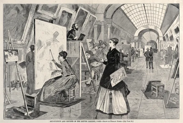 Art Students and Copyists in the Louvre Gallery, Paris av Winslow Homer