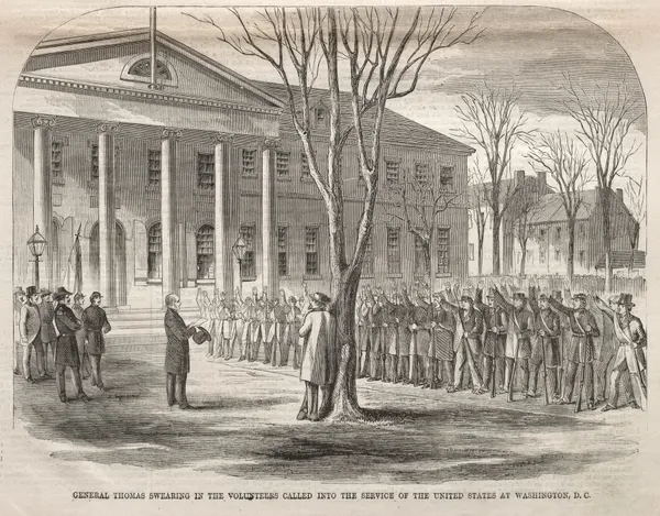 General Thomas Swearing in the Volunteers Called into the Service of the United States at Washington, D.C. av Winslow Homer