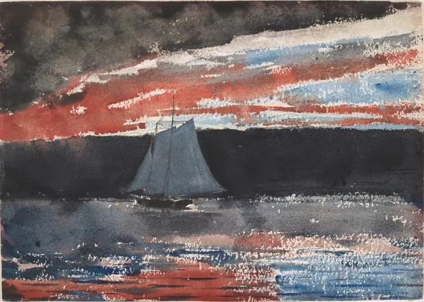 Schooner at Sunset av Winslow Homer