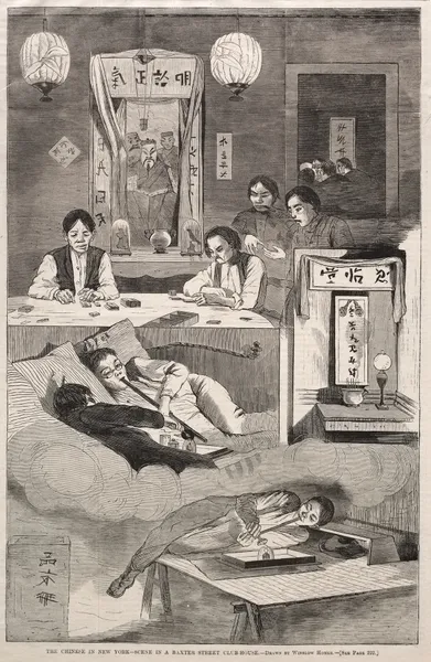 The Chinese in New York – Scene in a Baxter Street Club-House av Winslow Homer