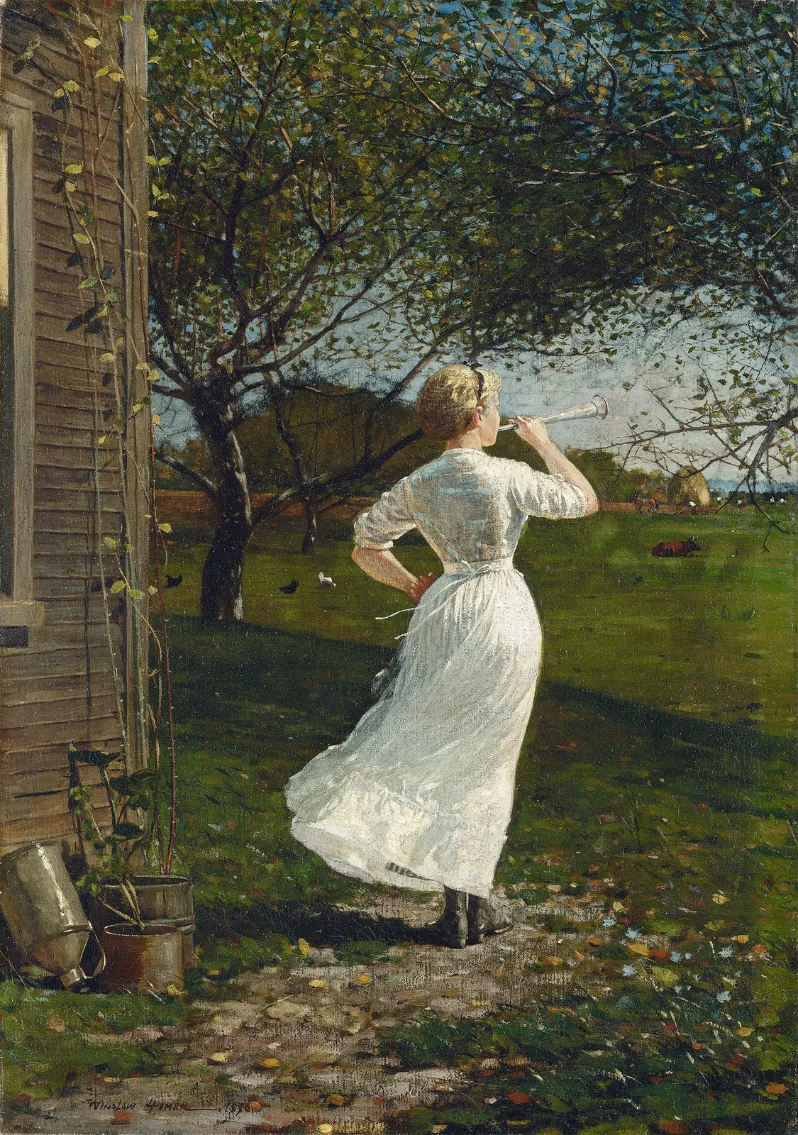 The Dinner Horn (Blowing the Horn at Seaside), 1870 – nr 1 av Winslow Homer
