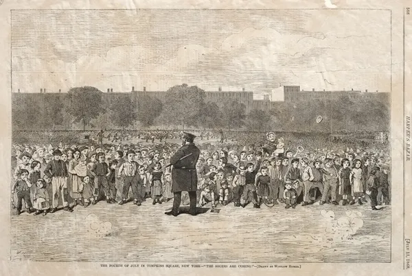 The Fourth of July in Tompkins Square, New York – ‘The Sogers Are Coming’ av Winslow Homer