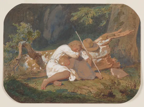 Rural Children Sleeping in the Forest av Wojciech Gerson