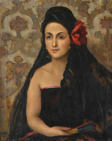 Portrait of Maria Skrzywan in Spanish costume av Wojciech Weiss