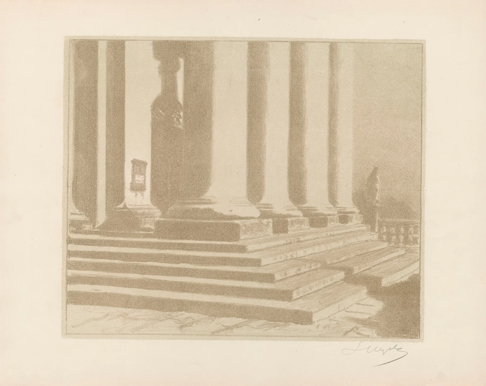 Cathedral pediment in moonlight av Leon Wyczółkowski