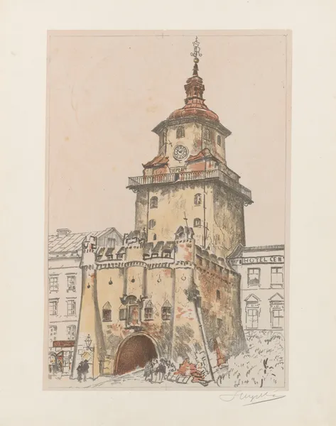The Krakow Gate in Lublin, in summer av Leon Wyczółkowski
