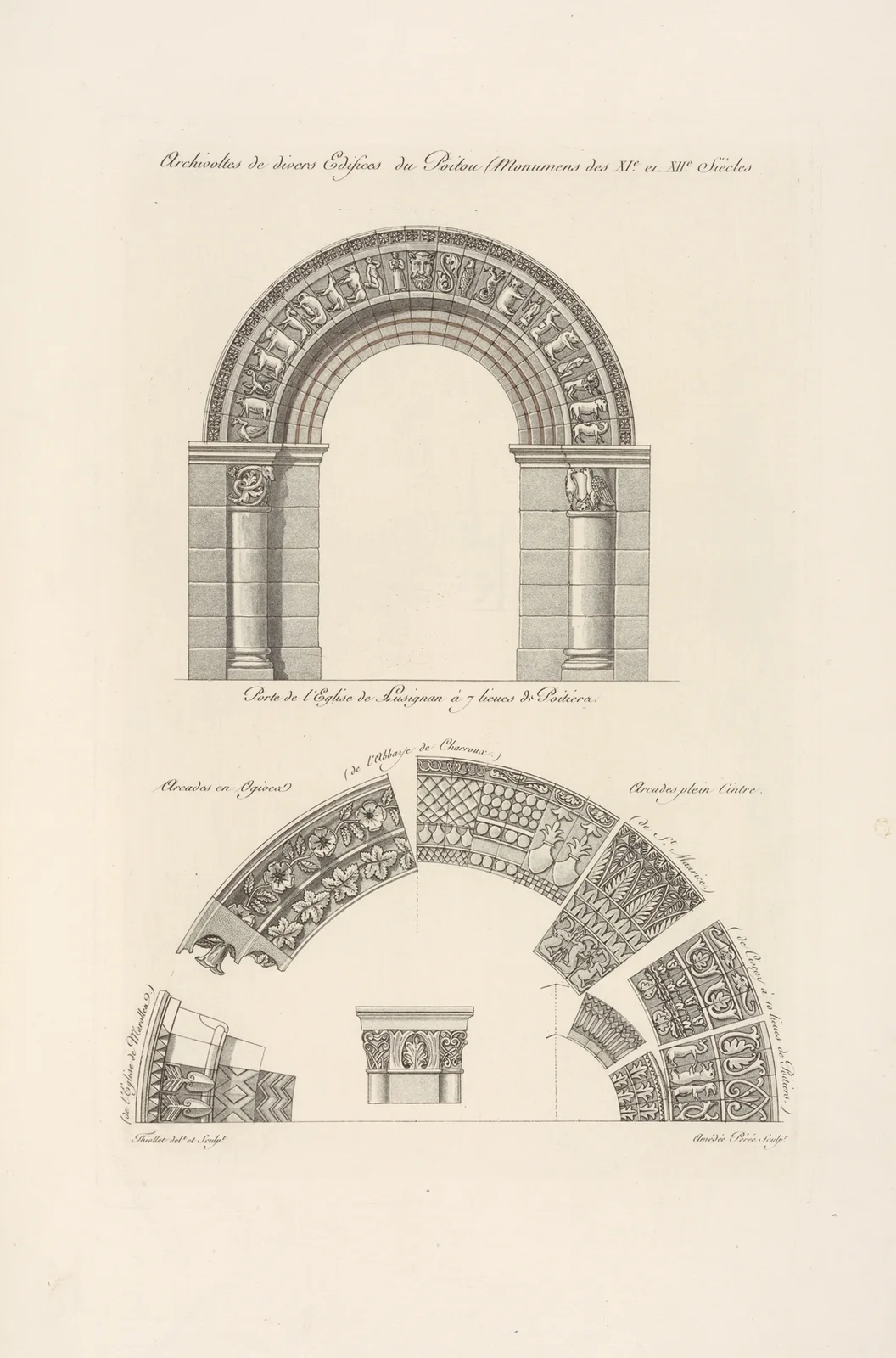 Archivoltes de divers edifices du Poitou (monumens des XIe. et XIIe. siècles. av Nicolas Xavier Willemin