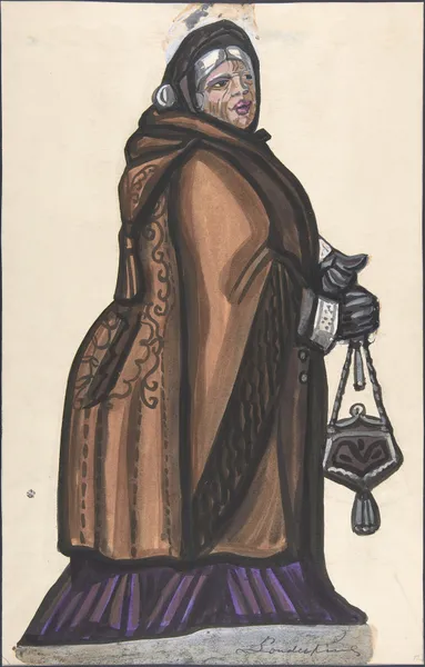 Old Woman in a Brown Coat av Sergey Yurievich Sudeikin