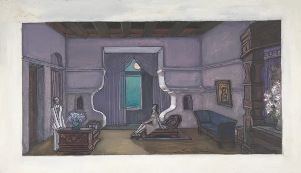 Stage design for Nikita Balieff’s theatrical company called Chauvre-Souris, New York City av Sergey Yurievich Sudeikin