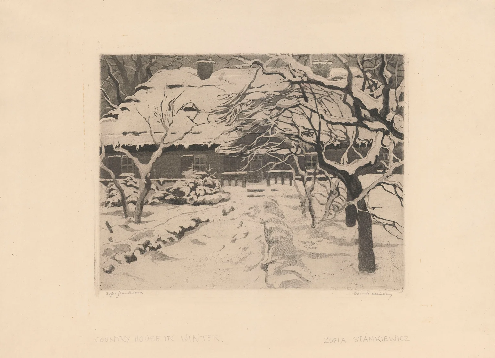 Snow-covered mansion av Zofia Stankiewicz