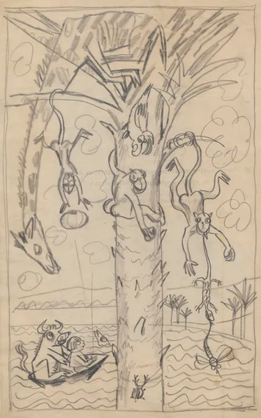 Humorous drawing for nephew Alik, X av Zygmunt Waliszewski